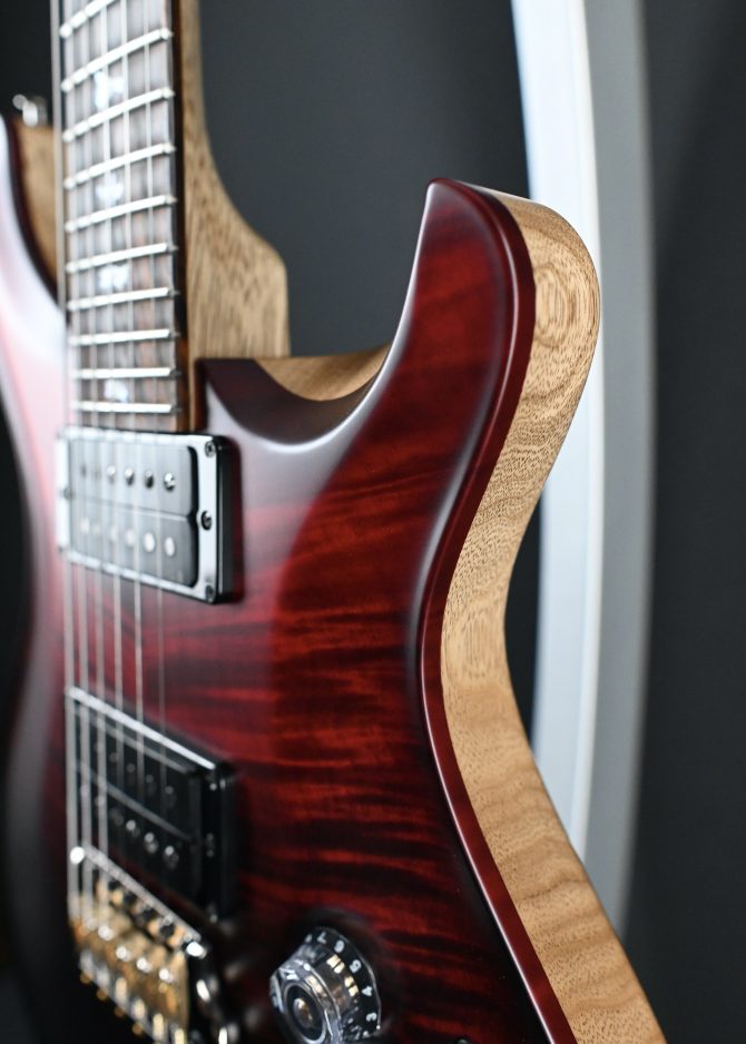 PRS Wood Library Custom 24 Piezo 10-Top Fire Red Gray Black Fade w/ Fire Red Binding #160