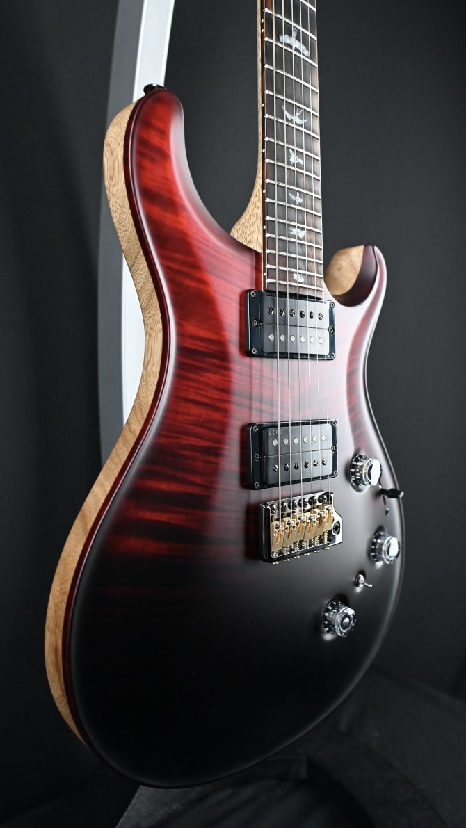 PRS Wood Library Custom 24 Piezo 10-Top Fire Red Gray Black Fade w/ Fire Red Binding #160
