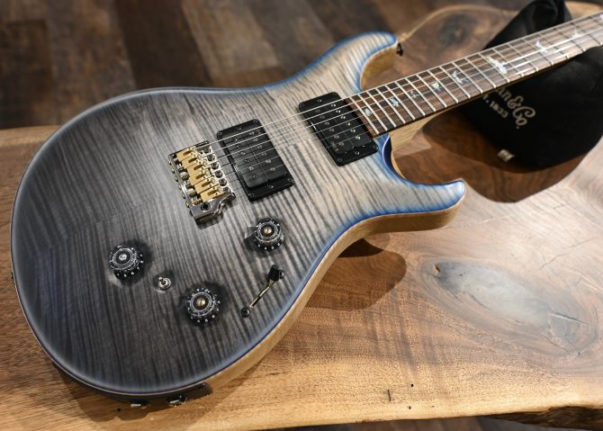 PRS Wood Library Custom 24 Piezo 10-Top Gray Black Fade w/ Cobalt Microburst #068
