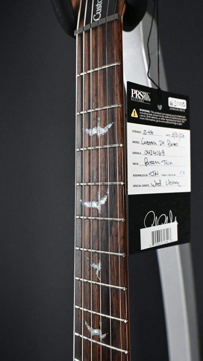 PRS Wood Library Custom 24 Piezo 10-Top Gray Black Fade w/ Cobalt Microburst #068