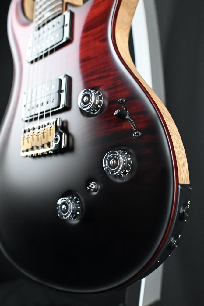 PRS Wood Library Custom 24 Piezo 10-Top Fire Red Gray Black Fade w/ Fire Red Binding #160