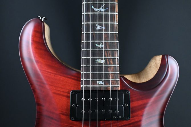 PRS Wood Library Custom 24 Piezo 10-Top Fire Red Gray Black Fade w/ Fire Red Binding #160