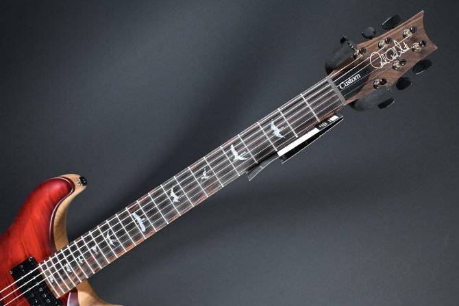 PRS Wood Library Custom 24 Piezo 10-Top Fire Red Gray Black Fade w/ Fire Red Binding #160