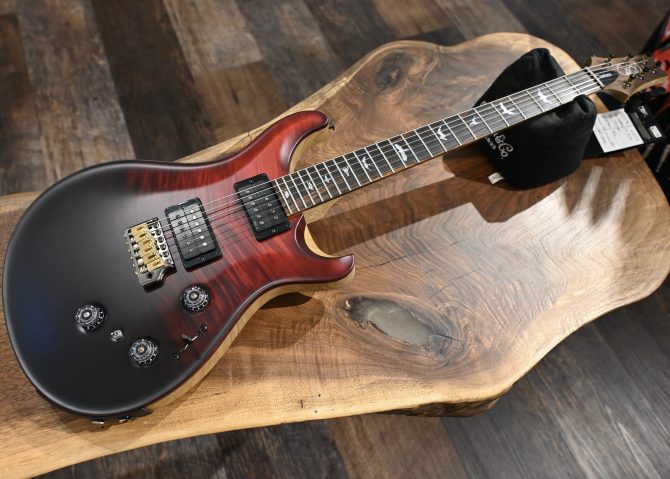 PRS Wood Library Custom 24 Piezo 10-Top Fire Red Gray Black Fade w/ Fire Red Binding #160