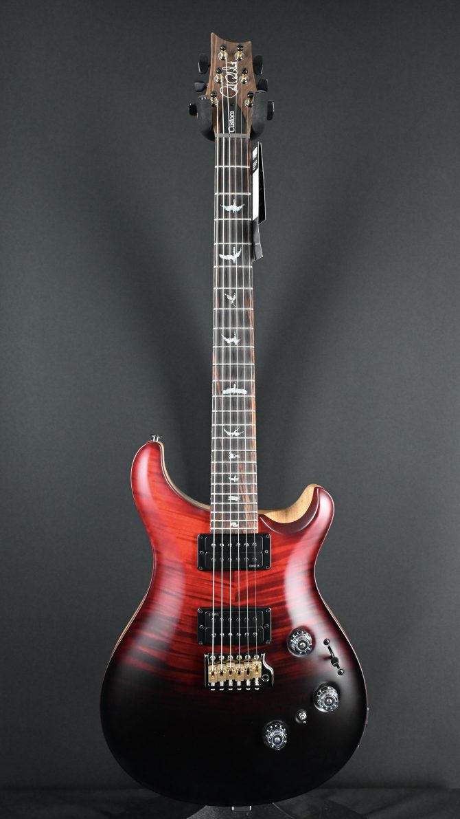 PRS Wood Library Custom 24 Piezo 10-Top Fire Red Gray Black Fade w/ Fire Red Binding #160