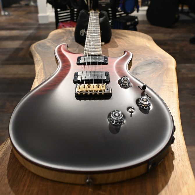 PRS Wood Library Custom 24 Piezo 10-Top Fire Red Gray Black Fade w/ Fire Red Binding #160