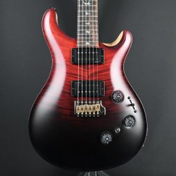 PRS Wood Library Custom 24 Piezo 10-Top Fire Red Gray Black Fade w/ Fire Red Binding #160