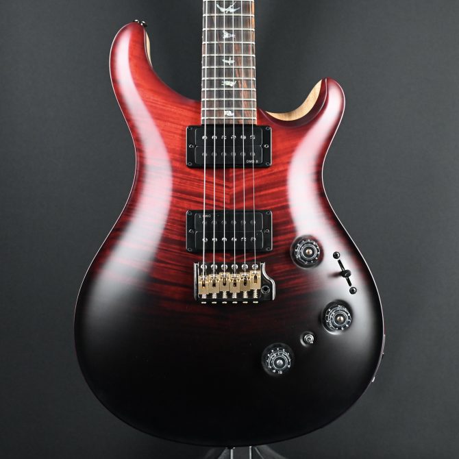 PRS Wood Library Custom 24 Piezo 10-Top Fire Red Gray Black Fade w/ Fire Red Binding #160