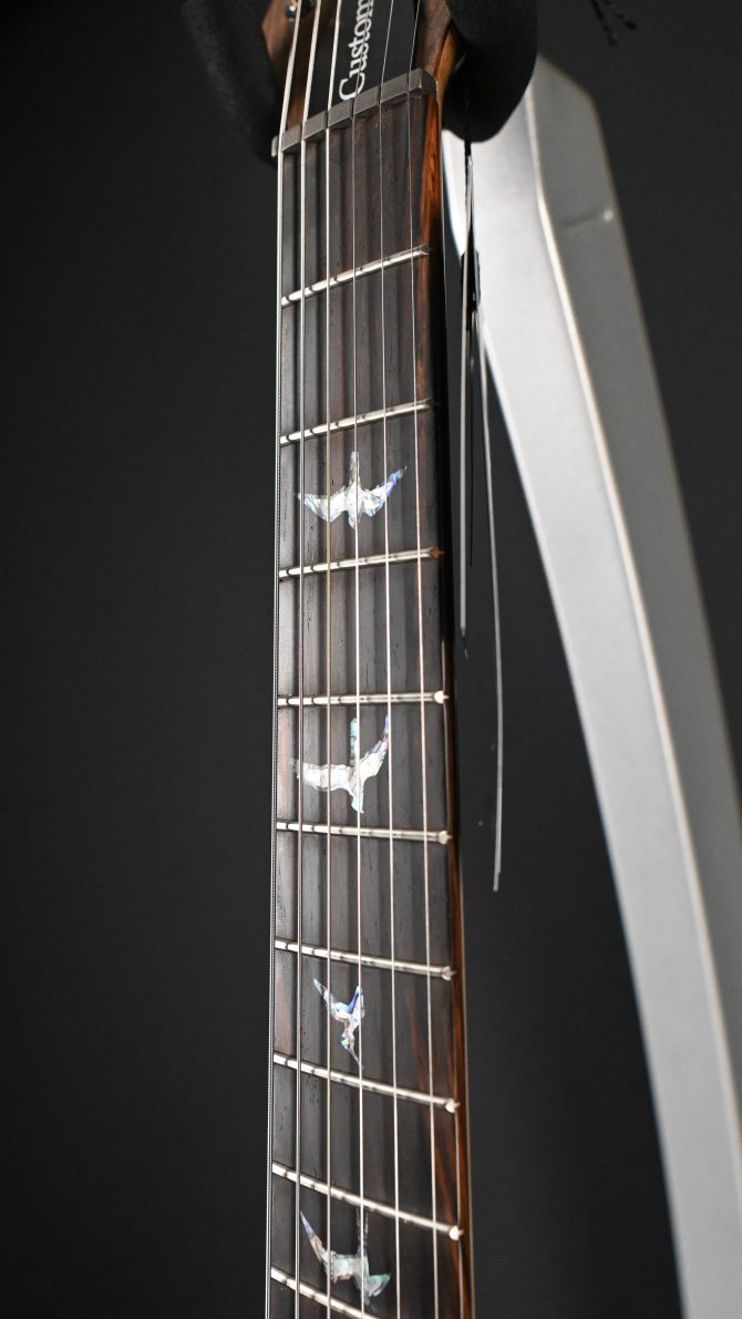 PRS Wood Library Custom 24 Piezo 10-Top Fire Red Gray Black Fade w/ Fire Red Binding #160