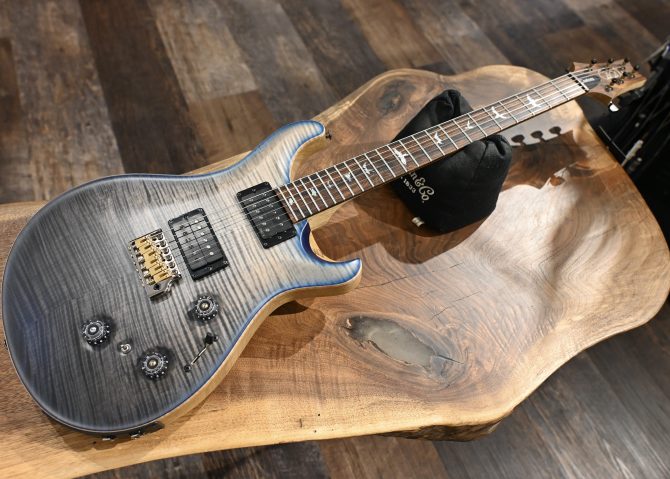 PRS Wood Library Custom 24 Piezo 10-Top Gray Black Fade w/ Cobalt Microburst #068