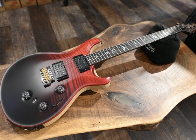 PRS Wood Library Custom 24 Piezo 10-Top Fire Red Gray Black Fade #606