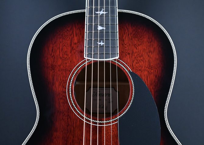 PRS SE P20E Parlor Acoustic Guitar Fire Red Burst #107