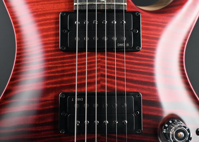 PRS Wood Library Custom 24 Piezo 10-Top Fire Red Gray Black Fade #606