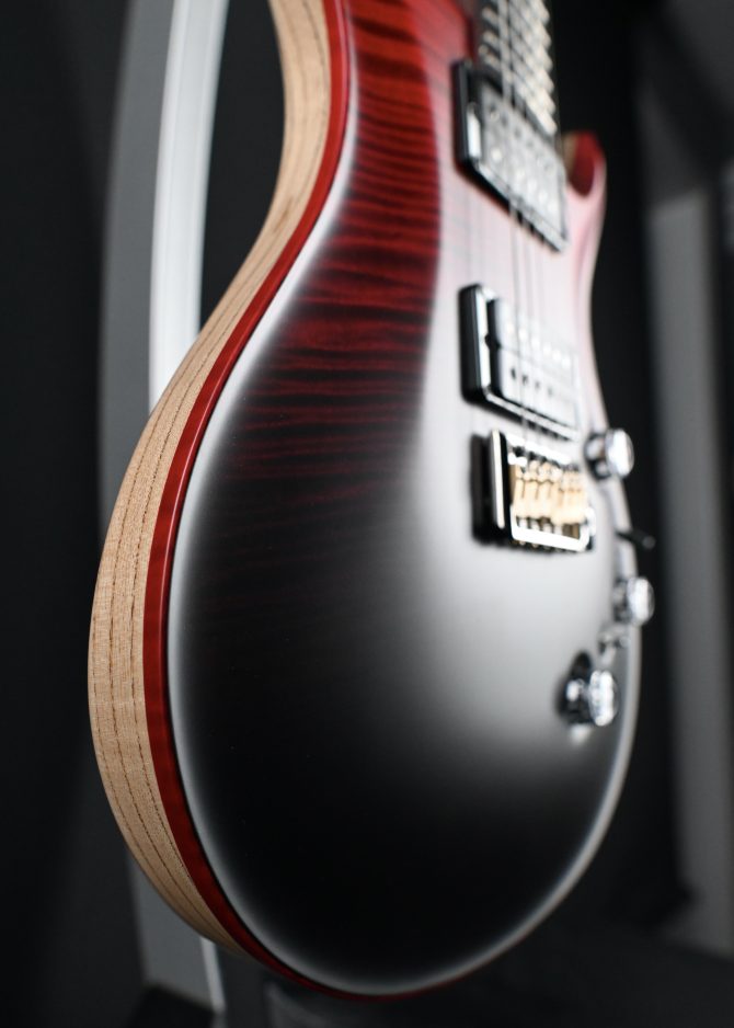 PRS Wood Library Custom 24 Piezo 10-Top Fire Red Gray Black Fade #606