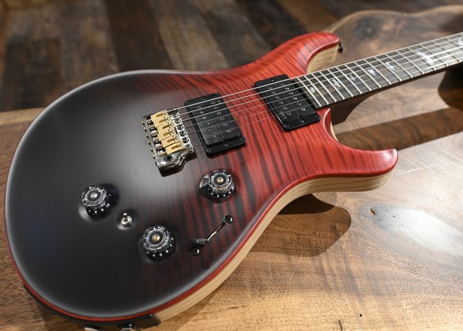 PRS Wood Library Custom 24 Piezo 10-Top Fire Red Gray Black Fade #606