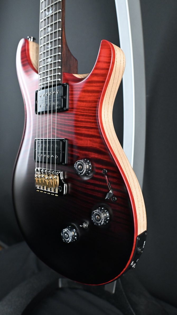 PRS Wood Library Custom 24 Piezo 10-Top Fire Red Gray Black Fade #606