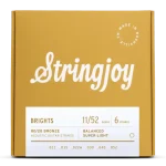 Stringjoy 11-52 Super Light Gauge Brights – 80/20 Bronze Acoustic Guitar Strings