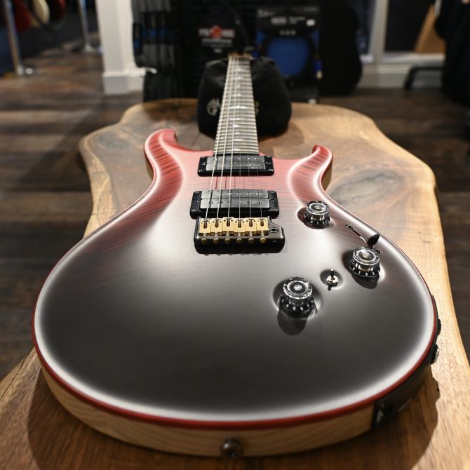 PRS Wood Library Custom 24 Piezo 10-Top Fire Red Gray Black Fade #606