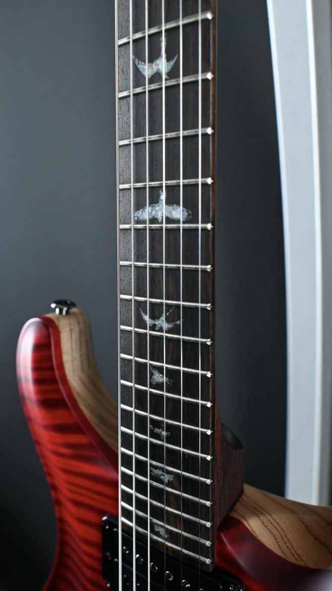 PRS Wood Library Custom 24 Piezo 10-Top Fire Red Gray Black Fade #606
