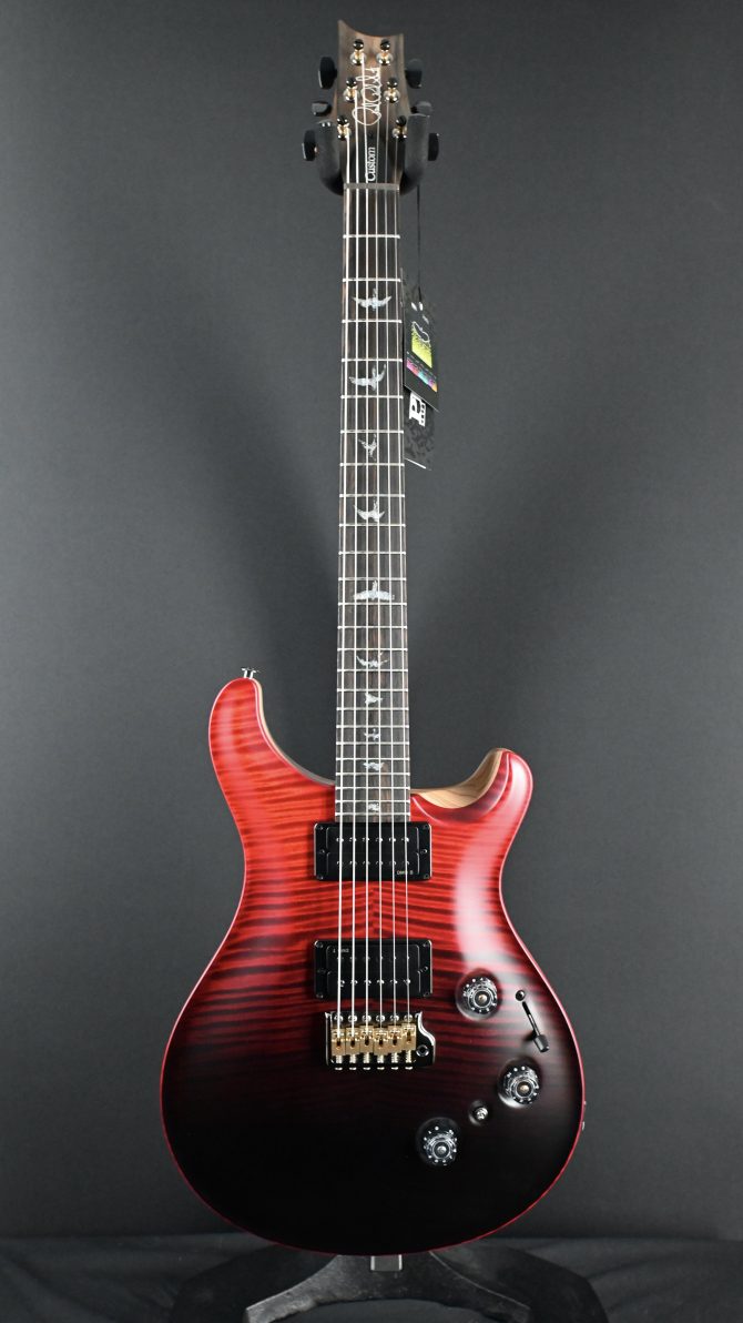 PRS Wood Library Custom 24 Piezo 10-Top Fire Red Gray Black Fade #606