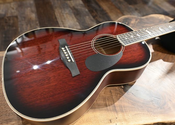 PRS SE P20E Parlor Acoustic Guitar Fire Red Burst #079