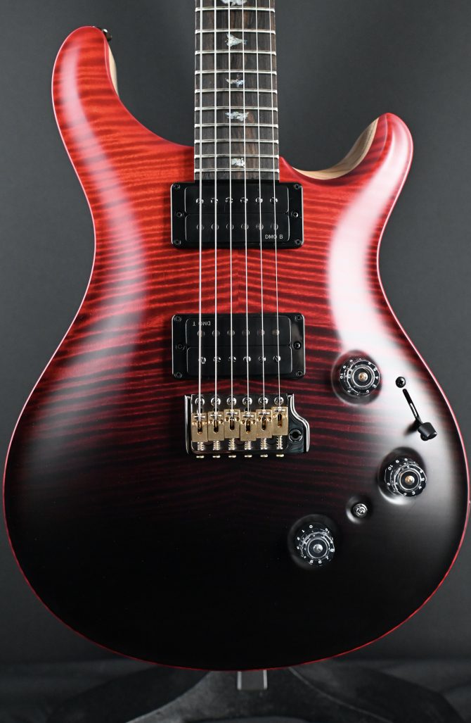 PRS Wood Library Custom 24 Piezo 10-Top Fire Red Gray Black Fade #606