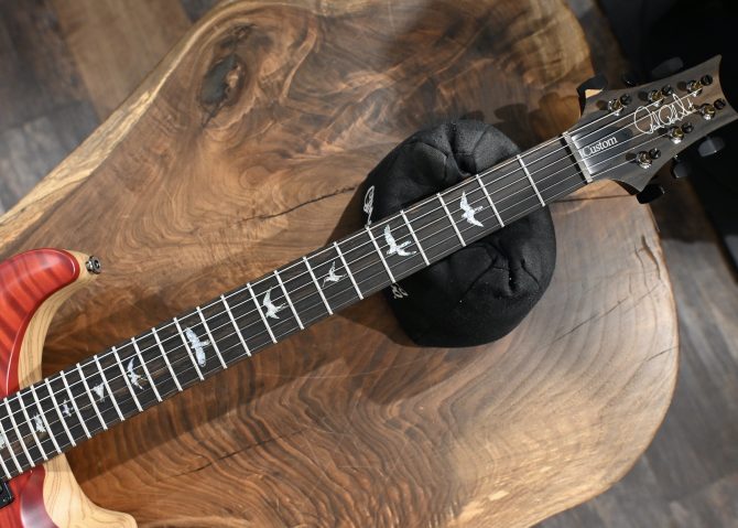 PRS Wood Library Custom 24 Piezo 10-Top Fire Red Gray Black Fade #606