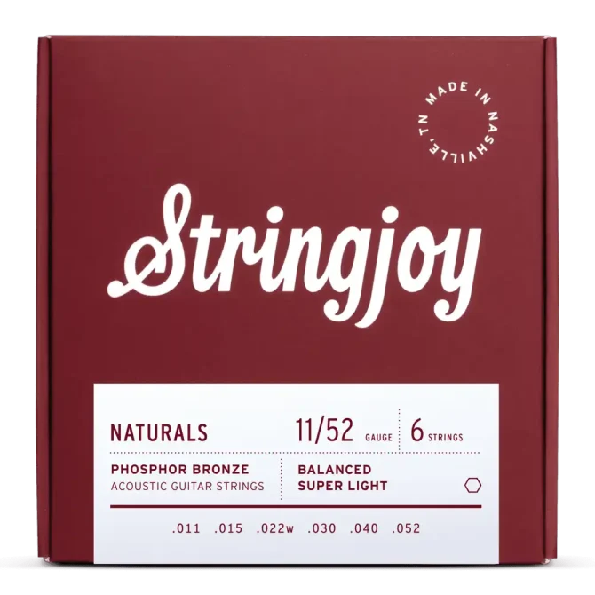Stringjoy 11-52 Super Light Gauge Naturals - Phosphor Bronze Acoustic Guitar Strings