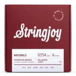 Stringjoy 12-54 Light Gauge Naturals – Phosphor Bronze Acoustic Guitar Strings