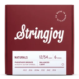 Stringjoy 12-54 Light Gauge Naturals - Phosphor Bronze Acoustic Guitar Strings