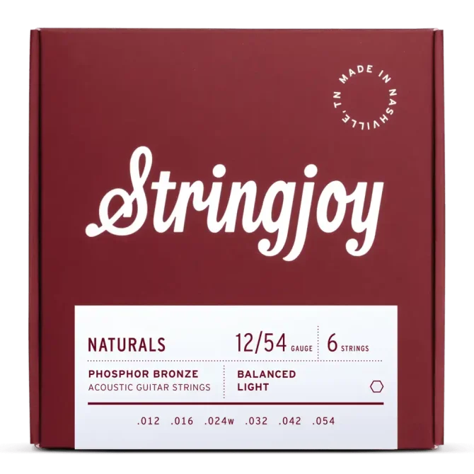 Stringjoy 12-54 Light Gauge Naturals - Phosphor Bronze Acoustic Guitar Strings