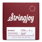 Stringjoy 13-56 Medium Gauge Naturals – Phosphor Bronze Acoustic Guitar Strings