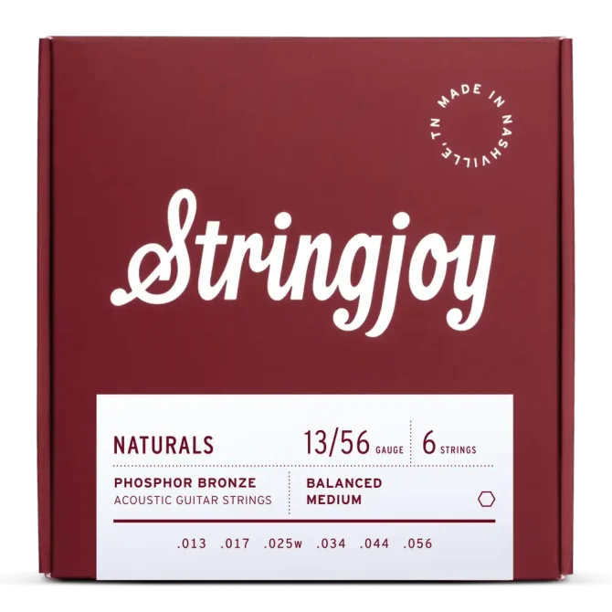 Stringjoy 13-56 Medium Gauge Naturals - Phosphor Bronze Acoustic Guitar Strings
