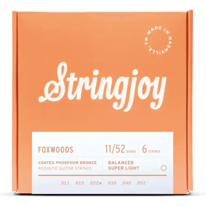 Stringjoy 11-52 Super Light Gauge Foxwoods - Coated Phosphor Bronze Acoustic Guitar Strings