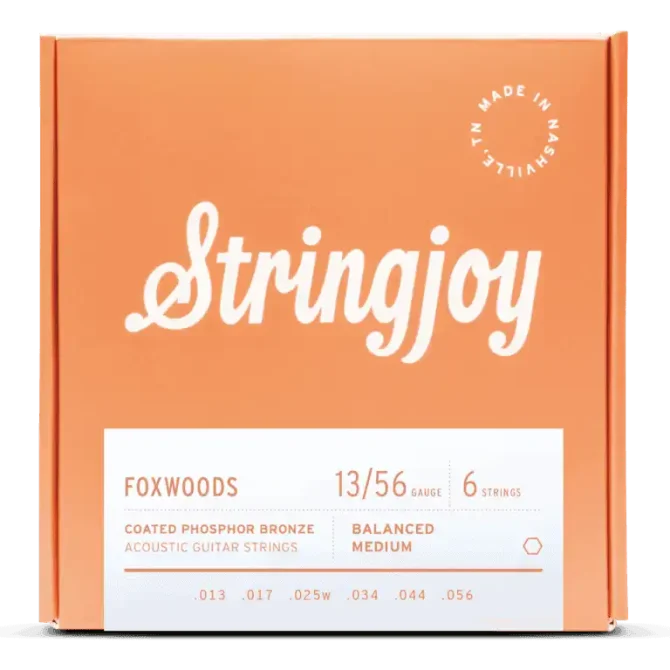 Stringjoy 13-56 Medium Gauge Foxwoods - Coated Phosphor Bronze Acoustic Guitar Strings