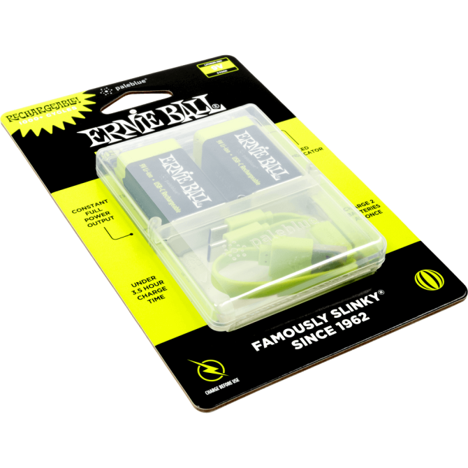 Ernie Ball USB-C Rechargeable 9v Battery by Paleblue - 2-pack