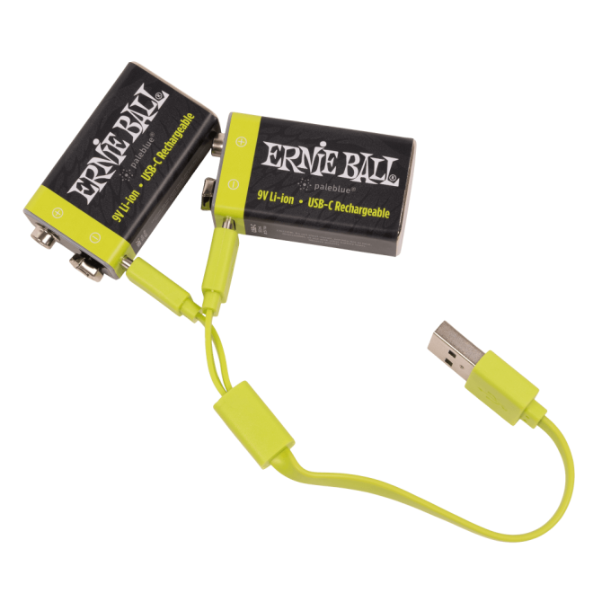 Ernie Ball USB-C Rechargeable 9v Battery by Paleblue - 2-pack