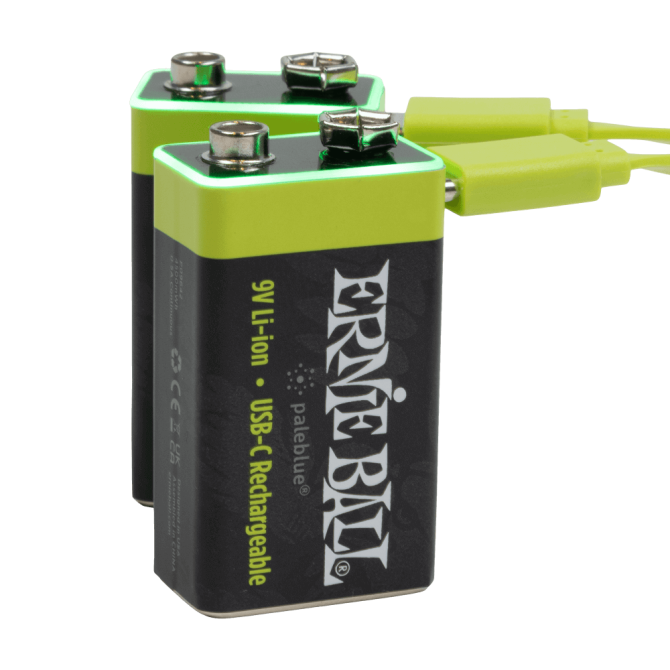Ernie Ball USB-C Rechargeable 9v Battery by Paleblue - 2-pack