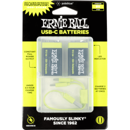 Ernie Ball USB-C Rechargeable 9v Battery by Paleblue - 2-pack