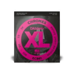 D'Addario XL Chrome 45-100 Regular Light Long Scale Flatwound Bass Guitar Strings