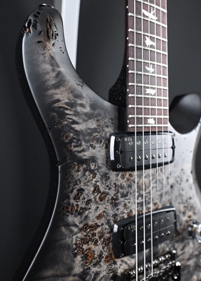 PRS S2 Wood Library Custom 24-08 Poplar Burl Charcoal Burst #195