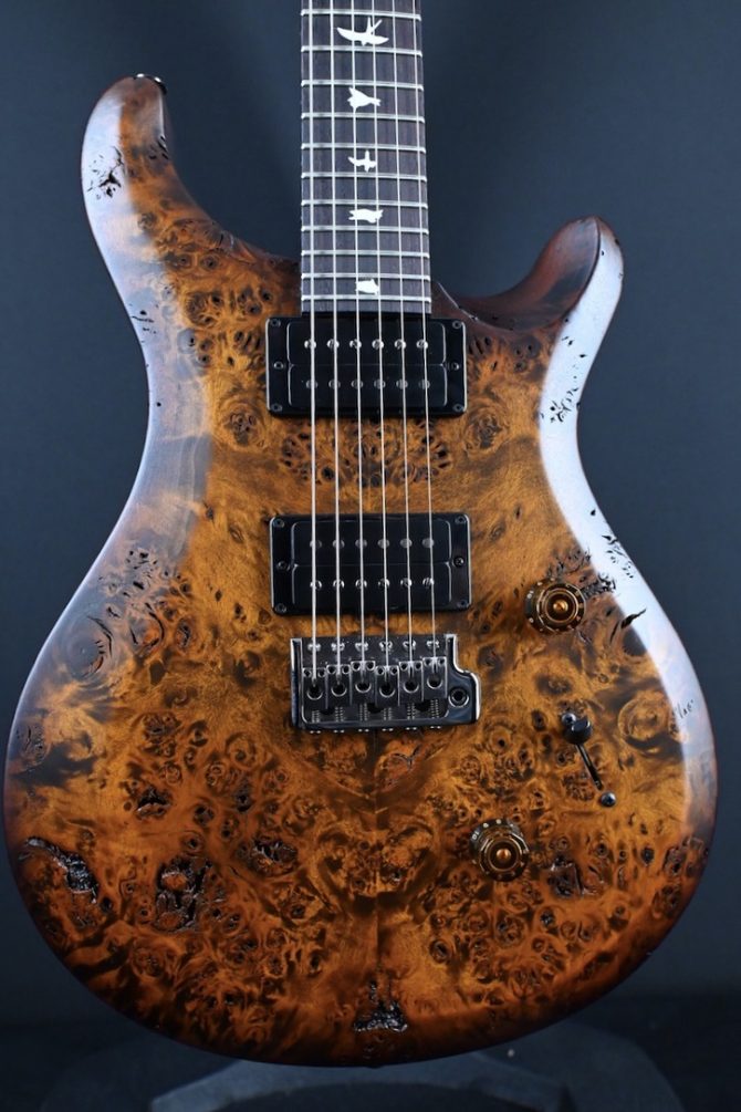 PRS S2 Wood Library Custom 24 Poplar Burl Black Gold Burst #199