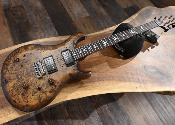 PRS S2 Wood Library Custom 24 Poplar Burl Black Gold Burst #199