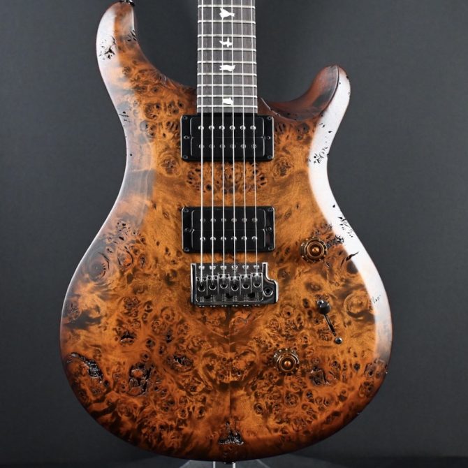 PRS S2 Wood Library Custom 24 Poplar Burl Black Gold Burst #199