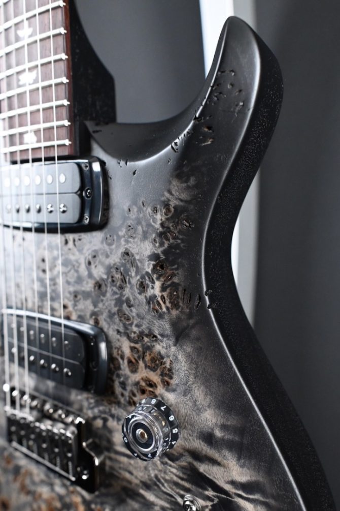 PRS S2 Wood Library Custom 24-08 Poplar Burl Charcoal Burst #195