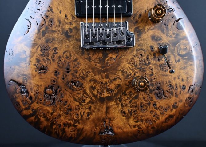 PRS S2 Wood Library Custom 24 Poplar Burl Black Gold Burst #199