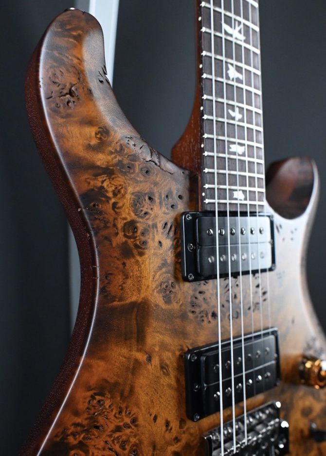 PRS S2 Wood Library Custom 24 Poplar Burl Black Gold Burst #199