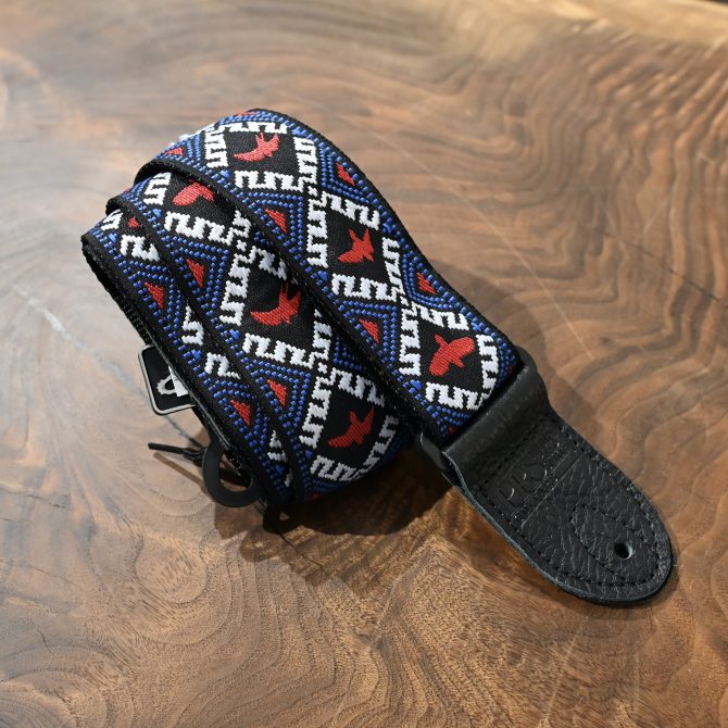PRS Jacquard Hootenanny Style Guitar Strap, Red, White & Blue Birds
