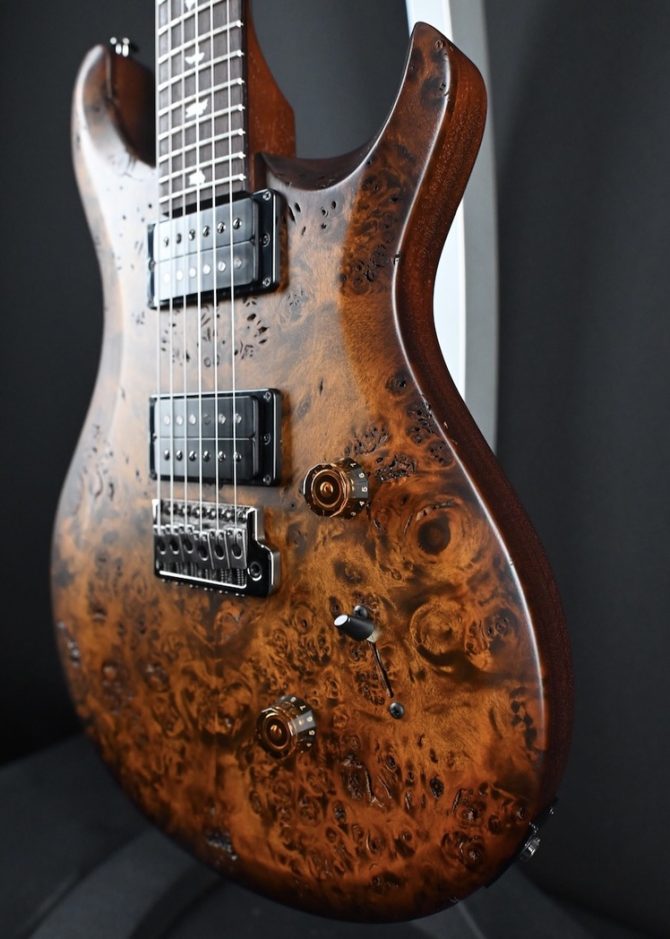 PRS S2 Wood Library Custom 24 Poplar Burl Black Gold Burst #199