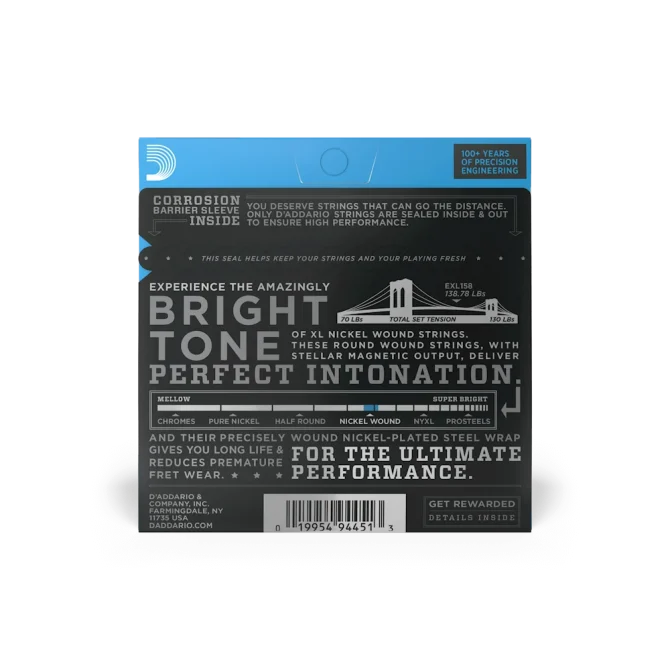 D'Addario EXL158 13-62 Light Baritone Electric Guitar Strings